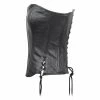 Womens Black Premium Soft Lambskin Zipper Front Side Lace Leather Halter Top Corset -Motorcycle Helmets Shop 13295 17817.1661286440