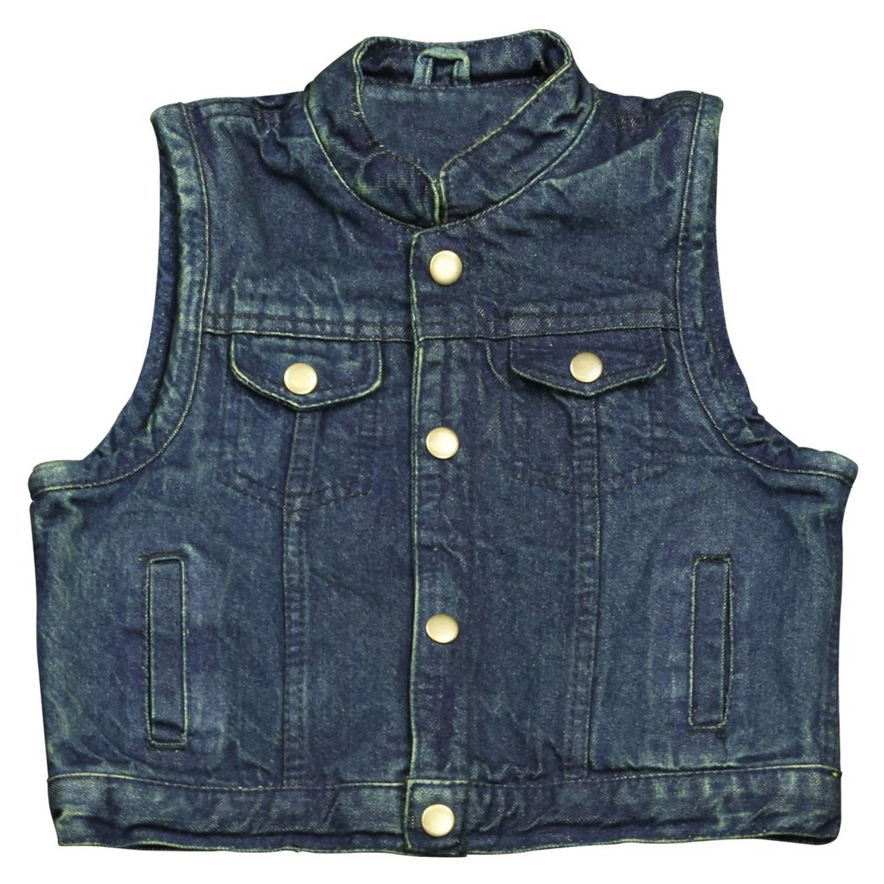 KV744 Kids Childrens Boys Girls Biker Motorcycle SOA Club Style Black Or Blue Denim Vest 4 KV744 Kids Childrens Boys Girls Biker Motorcycle SOA Club Style Black Or Blue Denim Vest - Image 2