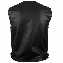 Vance MV111 Mens Black Deep Pocket Leather Motorcycle Biker Vest -Motorcycle Helmets Shop 13957 30741.1661286198