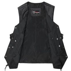 Vance VL915 Men's Black Premium Cowhide Ten Pocket Leather Vest 12 Vance VL915 Men's Black Premium Cowhide Ten Pocket Leather Vest -Motorcycle Helmets Shop 1490431 23750.1662117117