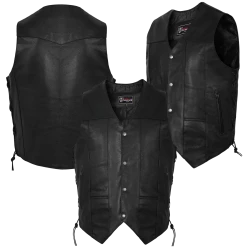 Vance VL915 Men's Black Premium Cowhide Ten Pocket Leather Vest 14 Vance VL915 Men's Black Premium Cowhide Ten Pocket Leather Vest -Motorcycle Helmets Shop 1490433 57769.1662117122