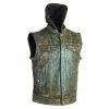 High Mileage HMM914HDB Mens Premium Cowhide Distressed Brown SOA Style Biker Club Leather Motorcycle Vest With Hoodie