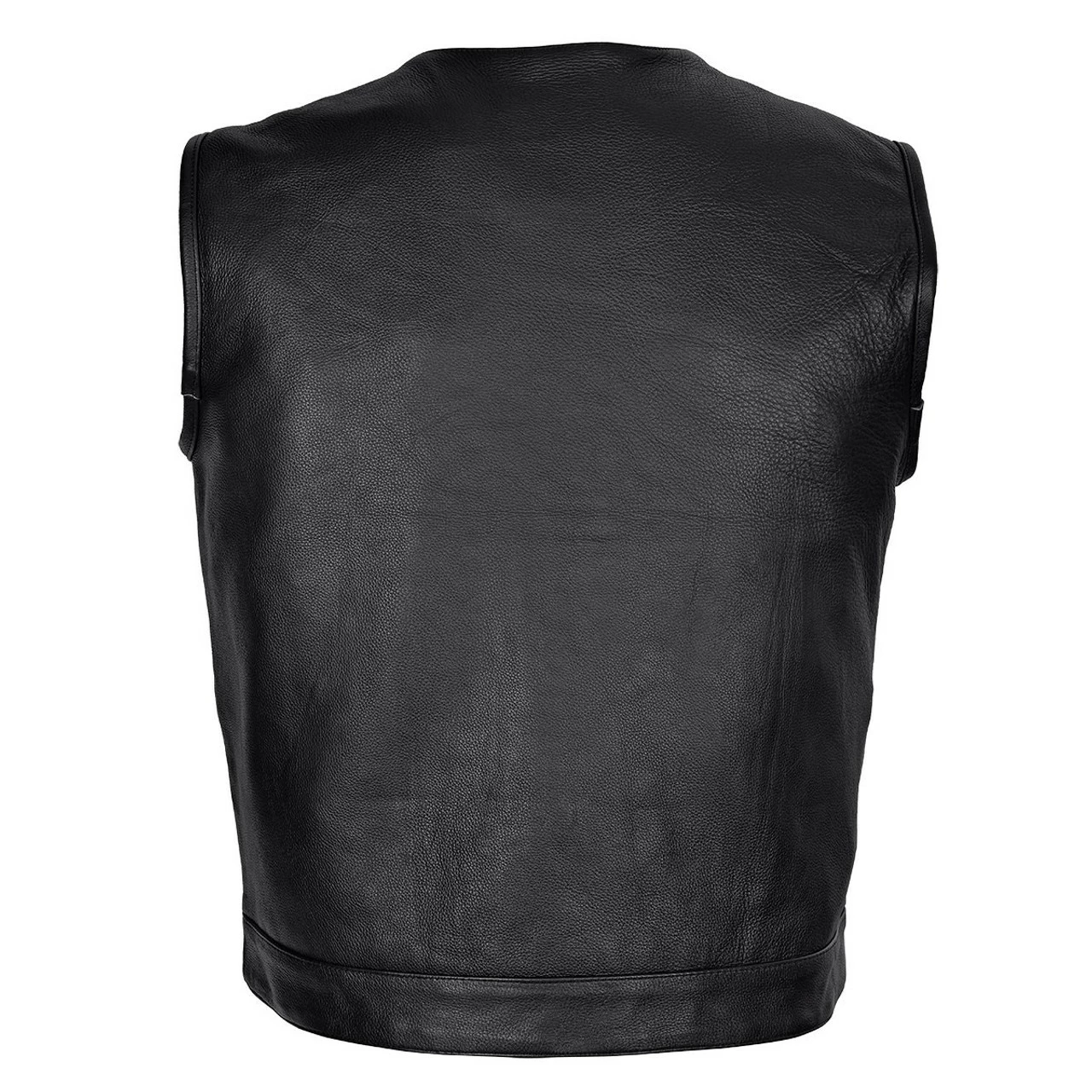 High Mileage HMM919 Mens Black Premium Cowhide Leather SOA Style Club Vest With Quick Access Conceal Carry Pocket 5 High Mileage HMM919 Mens Black Premium Cowhide Leather SOA Style Club Vest With Quick Access Conceal Carry Pocket - Image 3