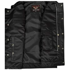 High Mileage HMM919 Mens Black Premium Cowhide Leather SOA Style Club Vest With Quick Access Conceal Carry Pocket 11 High Mileage HMM919 Mens Black Premium Cowhide Leather SOA Style Club Vest With Quick Access Conceal Carry Pocket -Motorcycle Helmets Shop 24852 77176.1661286530