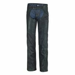 High Mileage HML838B Women's Black Premium Top Grain Goatskin Lady Biker Motorcycle Leather Chaps With Grommeted Twill And Lace -Motorcycle Helmets Shop 26481 12623.1661286525