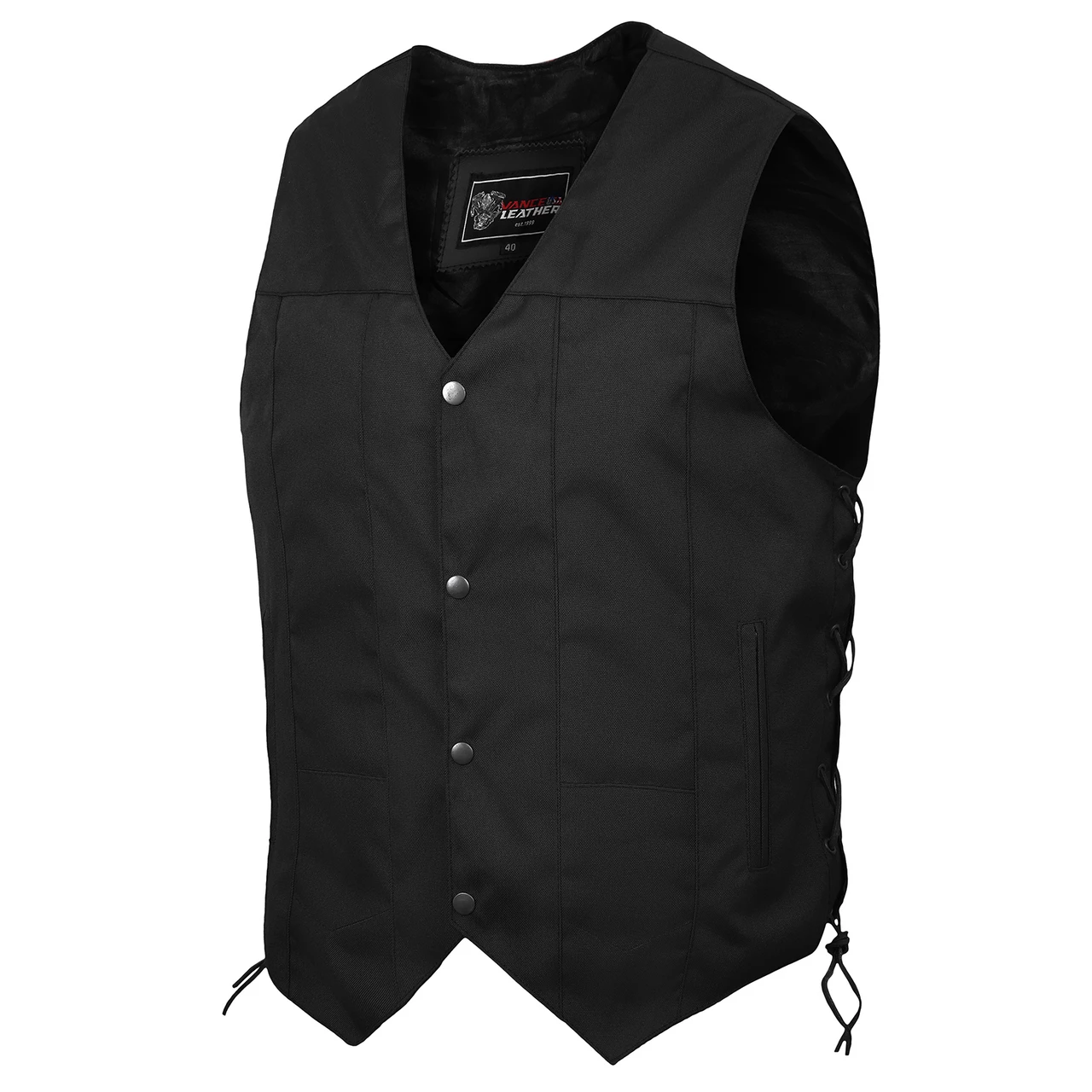 Men's Premium Black Textile Motorcycle 10 Pocket Vest With Dual Conceal Carry Pockets - Perfect For Every Biker Versatile & Durable 4 Men's Premium Black Textile Motorcycle 10 Pocket Vest With Dual Conceal Carry Pockets - Perfect For Every Biker Versatile & Durable - Image 2