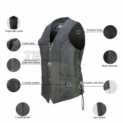 Concealed Carry Classic Biker Leather Vest