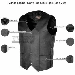 Vance Leather Men's Top Grain Plain Side Vest