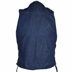 Vance VB915Blue Mens Blue Ten Pocket Denim Motorcycle Vest