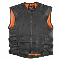 Vance VL905 Mens Black Premium Cowhide Tactical Bulletproof Style Leather Motorcycle Vest -Motorcycle Helmets Shop 36389 13826.1661286244