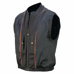 Vance VL935 Men's Black Reflective Skull Premium Cowhide Leather Biker Motorcycle Vest -Motorcycle Helmets Shop 36573 42091.1661286351