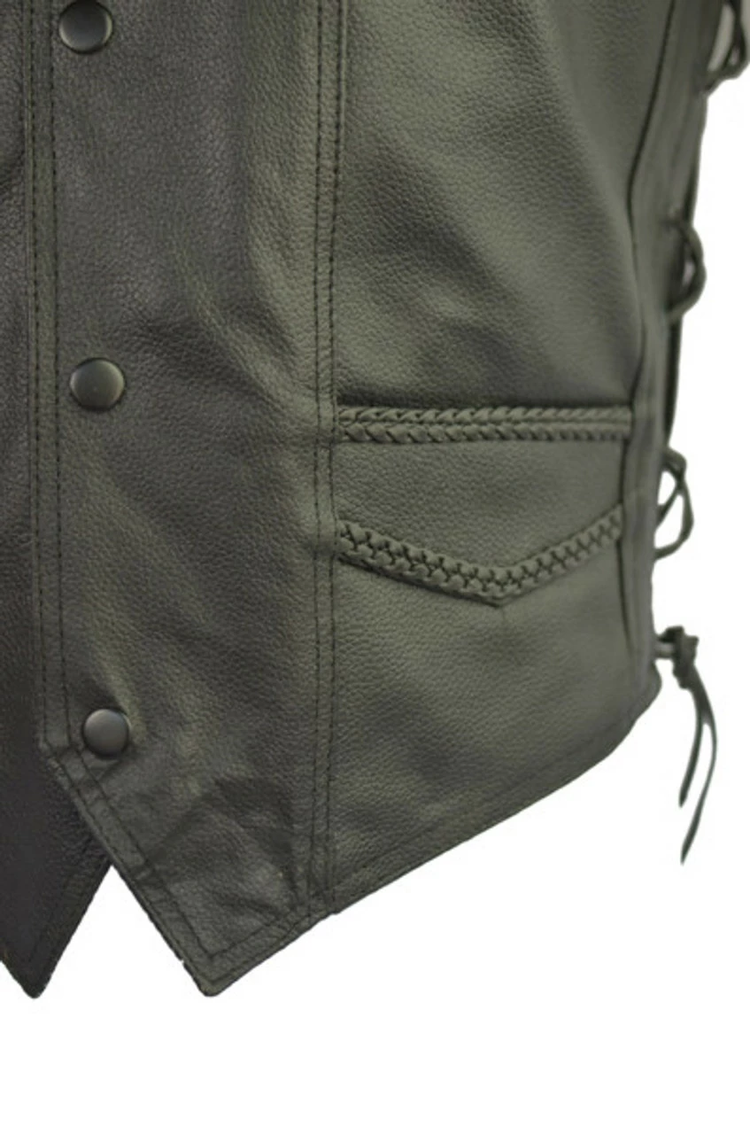 Vance VL923 Men's Black Premium Cowhide Leather Biker Motorcycle Vest 5 Vance VL923 Men's Black Premium Cowhide Leather Biker Motorcycle Vest - Image 3
