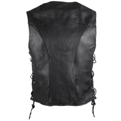 High Mileage HML1040 Womens Black Premium Cowhide Lace Side Biker Leather Vest -Motorcycle Helmets Shop 42911 97907.1661286463