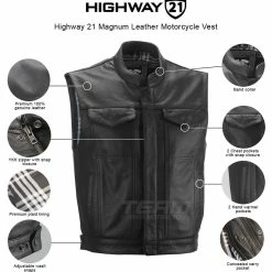 Highway 21 Magnum Leather Motorcycle Vest