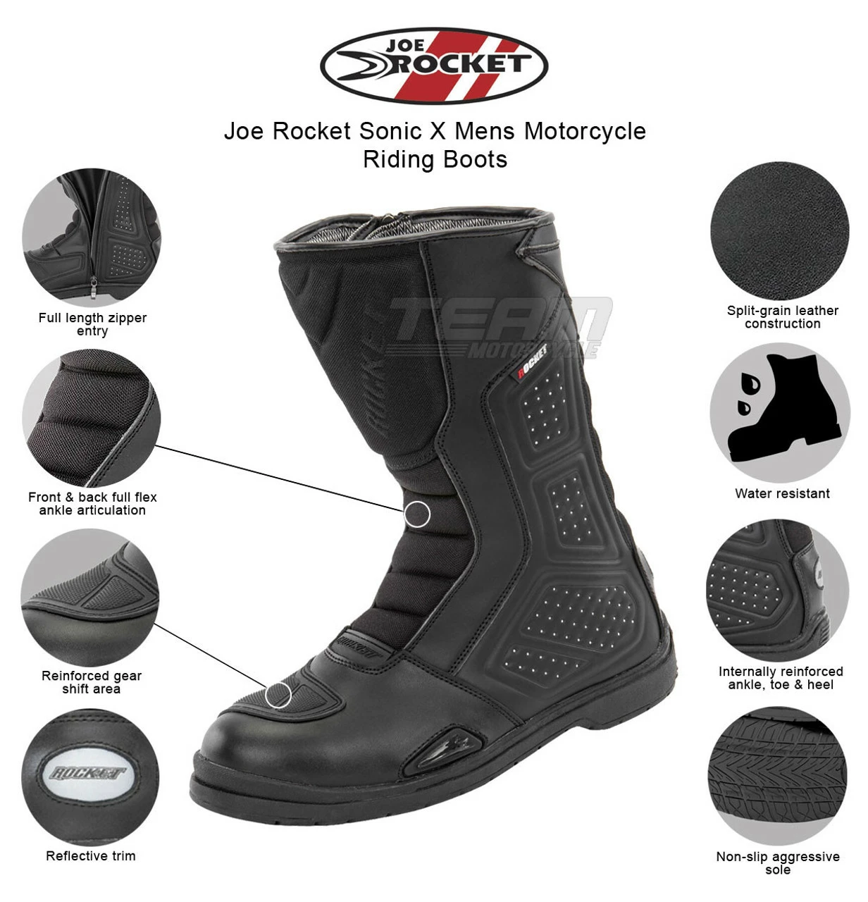 Joe Rocket Sonic X Mens Motorcycle Riding Boots 3 Joe Rocket Sonic X Mens Motorcycle Riding Boots