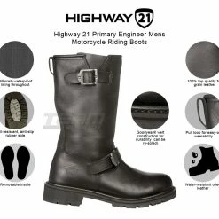 Highway 21 Primary Engineer Mens Motorcycle Riding Boots