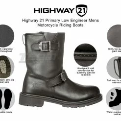 Highway 21 Primary Low Engineer Mens Motorcycle Riding Boots