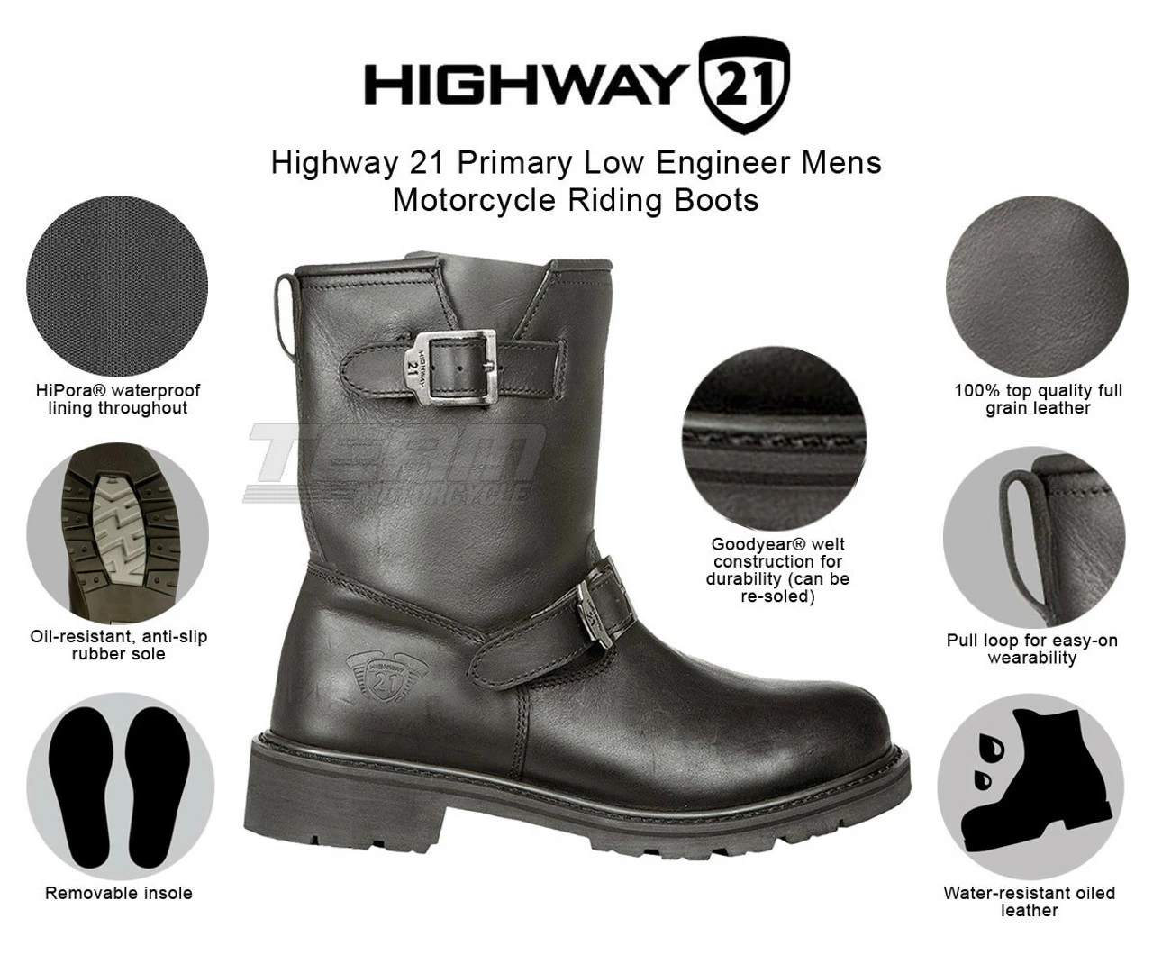 Highway 21 Primary Low Engineer Mens Motorcycle Riding Boots 3 Highway 21 Primary Low Engineer Mens Motorcycle Riding Boots