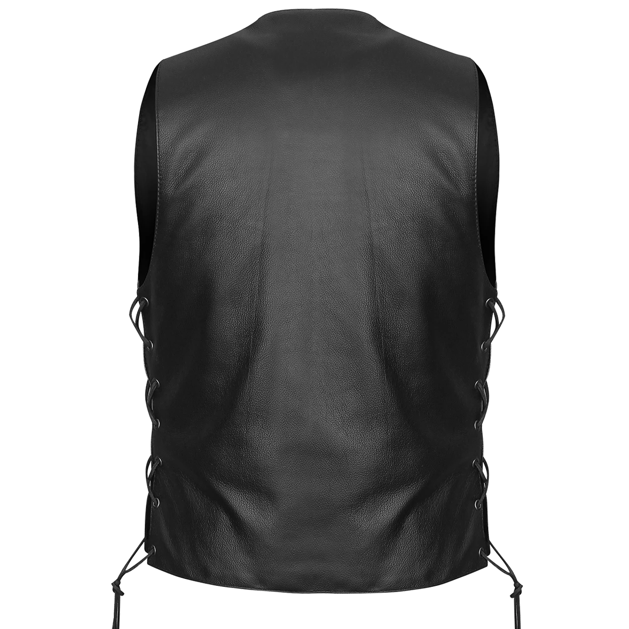 Vance VL907 Mens Black Premium Cowhide Leather Biker Motorcycle Vest With Buffalo Nickel Snaps And Conceal Carry Pocket 5 Vance VL907 Mens Black Premium Cowhide Leather Biker Motorcycle Vest With Buffalo Nickel Snaps And Conceal Carry Pocket - Image 3