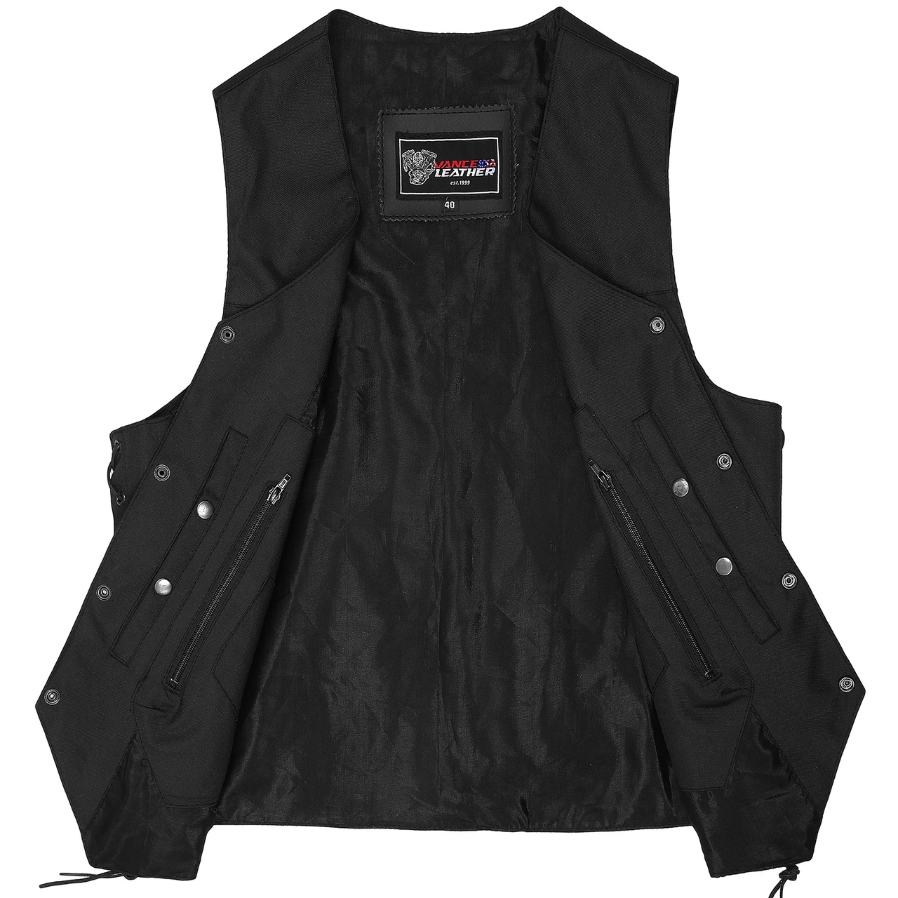 Men's Premium Black Textile Motorcycle 10 Pocket Vest With Dual Conceal Carry Pockets - Perfect For Every Biker Versatile & Durable 6 Men's Premium Black Textile Motorcycle 10 Pocket Vest With Dual Conceal Carry Pockets - Perfect For Every Biker Versatile & Durable - Image 4