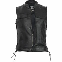 Vance VL912S Mens Black SOA Club Style Leather Motorcycle Vest With Side Laces 11 Vance VL912S Mens Black SOA Club Style Leather Motorcycle Vest With Side Laces -Motorcycle Helmets Shop 52073 30738.1661286595