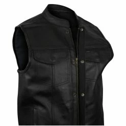 Vance VL912S Mens Black SOA Club Style Leather Motorcycle Vest With Side Laces 12 Vance VL912S Mens Black SOA Club Style Leather Motorcycle Vest With Side Laces -Motorcycle Helmets Shop 52074 70230.1661286596