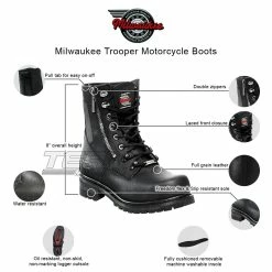 Mens Milwaukee Motorcycle Clothing Company MMCC Trooper Motorbike Biker Riding Black Leather Boots 11 Mens Milwaukee Motorcycle Clothing Company MMCC Trooper Motorbike Biker Riding Black Leather Boots -Motorcycle Helmets Shop 57475 19655.1661286529