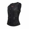 High Mileage HML1038B Womens Black Premium Soft Goatskin Leather Vest With Twill Lace And Grommet Highlights -Motorcycle Helmets Shop 59053 04078.1674225753