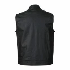 Zipper And Snap Closure Concealed Carry SOA Style Leather Vest-MV121 -Motorcycle Helmets Shop 596843 12324.1676024528