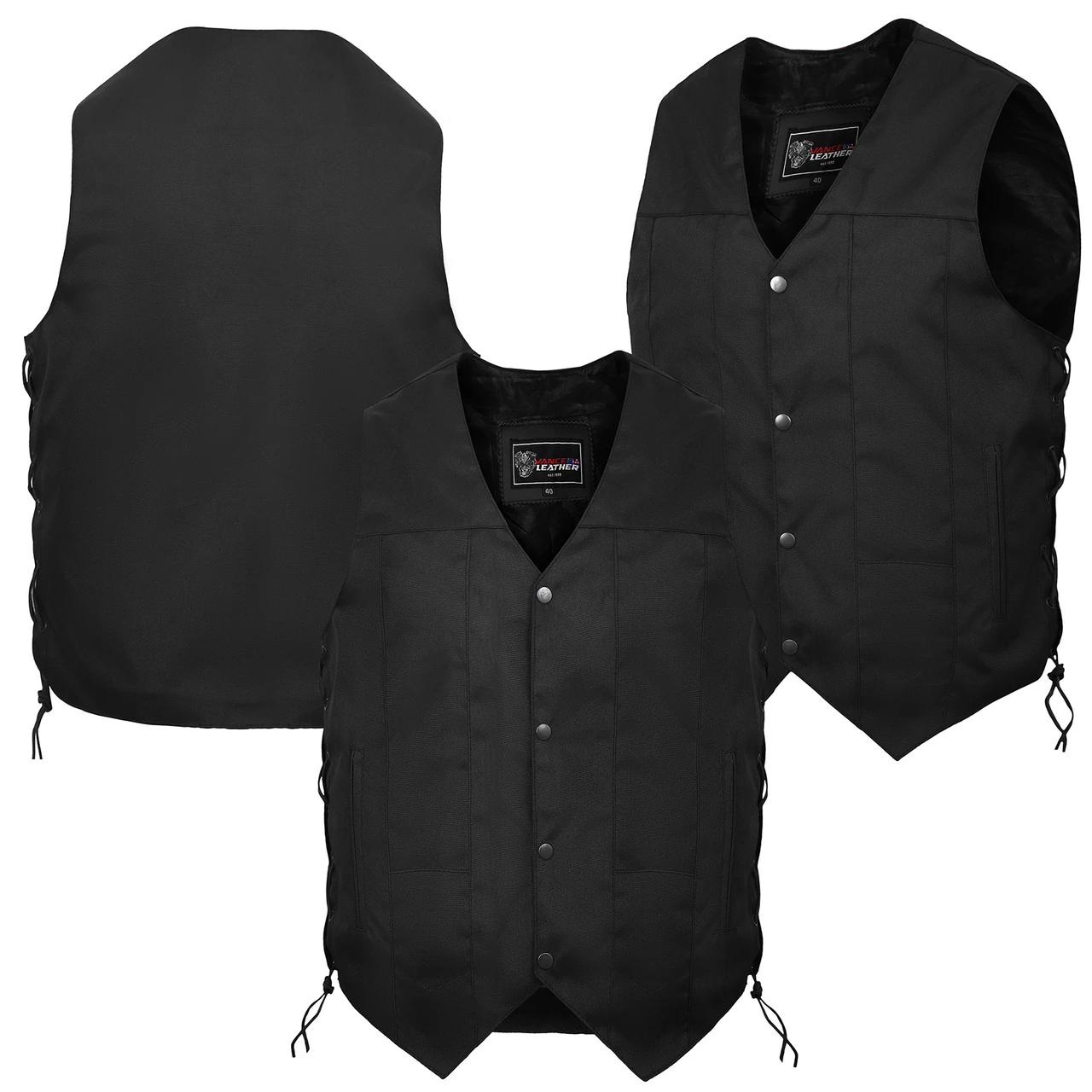 Men's Premium Black Textile Motorcycle 10 Pocket Vest With Dual Conceal Carry Pockets - Perfect For Every Biker Versatile & Durable 8 Men's Premium Black Textile Motorcycle 10 Pocket Vest With Dual Conceal Carry Pockets - Perfect For Every Biker Versatile & Durable - Image 6