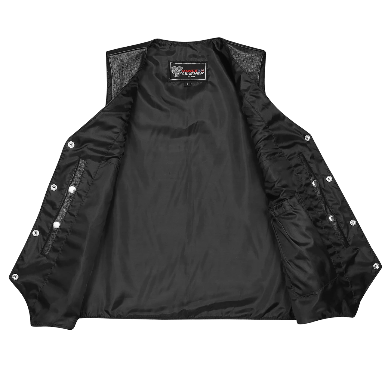 Vance VL906 Mens Black Premium Cowhide Leather Buffalo Nickel Biker Motorcycle Vest 7 Vance VL906 Mens Black Premium Cowhide Leather Buffalo Nickel Biker Motorcycle Vest - Image 5