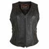 High Mileage HML1037DB Womens Distressed Brown Premium Cowhide Biker Motorcycle Leather Vest With Buckles -Motorcycle Helmets Shop 61065 43035.1661286189