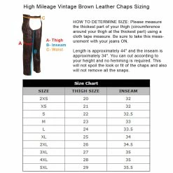 High Mileage HM814VB Men's And Women's Vintage Distressed Brown Biker Motorcycle Leather Chaps -Motorcycle Helmets Shop 62773 94179.1661286561