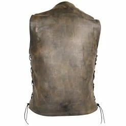 High Mileage HMM915DB Mens Distressed Brown Premium Cowhide Ten Pocket Leather Motorcycle Vest -Motorcycle Helmets Shop 63455 85152.1661286323