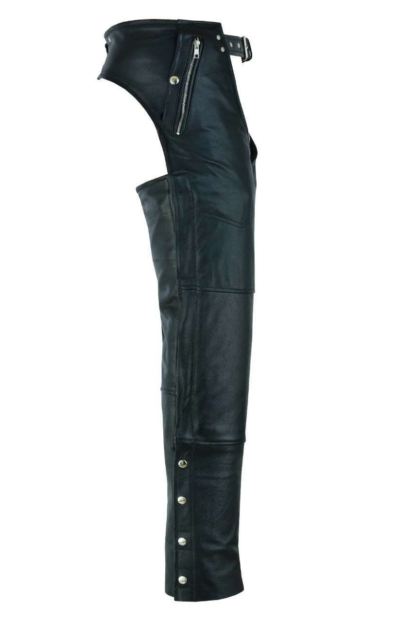 Vance Leather VL811S Men And Women Black Four Pocket Biker Leather Motorcycle Chaps 4 Vance Leather VL811S Men And Women Black Four Pocket Biker Leather Motorcycle Chaps - Image 2