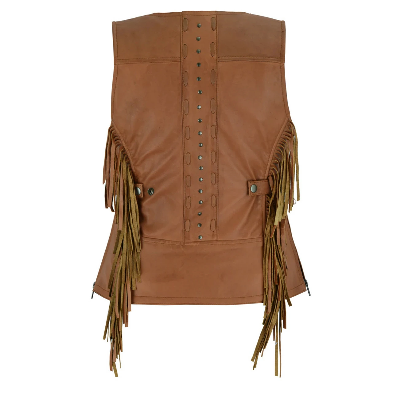 High Mileage HML1103T 'Roxy' Ladies Premium Brown Vest With Fringes And Rivets 6 High Mileage HML1103T 'Roxy' Ladies Premium Brown Vest With Fringes And Rivets - Image 4