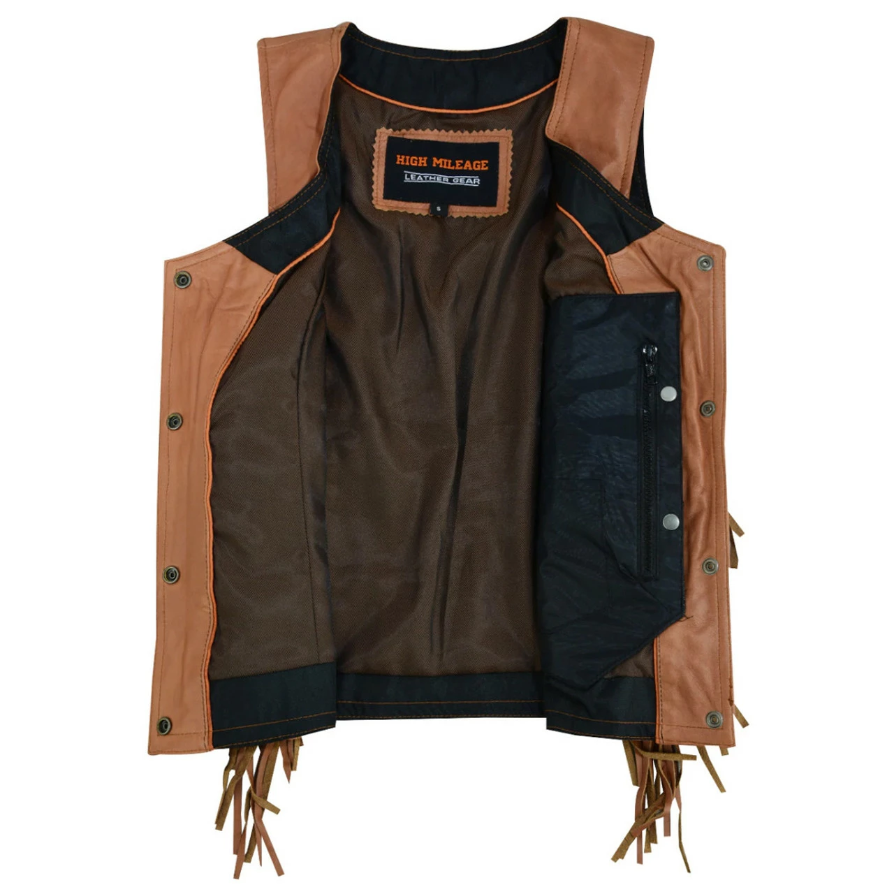 High Mileage HML1103T 'Roxy' Ladies Premium Brown Vest With Fringes And Rivets 5 High Mileage HML1103T 'Roxy' Ladies Premium Brown Vest With Fringes And Rivets - Image 3