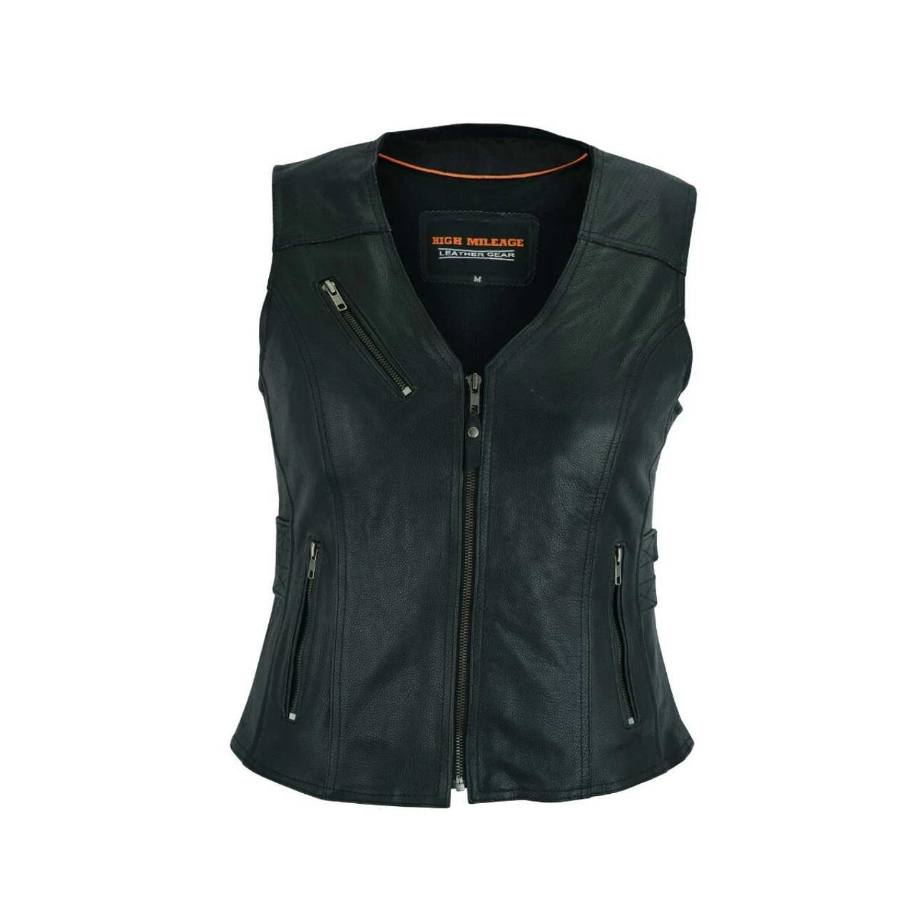 High Mileage HML1037B Womens Black Premium Cowhide Biker Motorcycle Leather Vest With Buckles 3 High Mileage HML1037B Womens Black Premium Cowhide Biker Motorcycle Leather Vest With Buckles