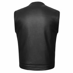 High Mileage HMM929 Men's Zipper And Snap Closure Collarless Leather Club Vest With American Flag Liner 10 High Mileage HMM929 Men's Zipper And Snap Closure Collarless Leather Club Vest With American Flag Liner -Motorcycle Helmets Shop 69502 96712.1661286219