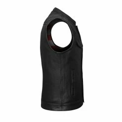 High Mileage HMM914P Men's Zipper And Snap Closure Leather Club Vest With Padding Quick Access With American Flag Liner -Motorcycle Helmets Shop 69506 77496.1661286389