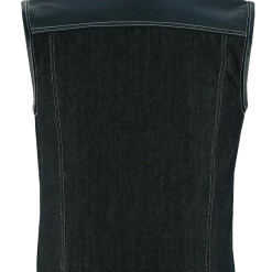 Vance VB912BK Men's Denim & Leather With White Stitching Motorcycle Vest -Motorcycle Helmets Shop 69761 47415.1661286324