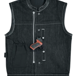 Vance VB912BK Men's Denim & Leather With White Stitching Motorcycle Vest -Motorcycle Helmets Shop 69763 58167.1661286326