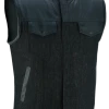 Vance VB913BK Men's Collarless Black Denim & Leather Motorcycle Vest -Motorcycle Helmets Shop 69773 08844.1661286322