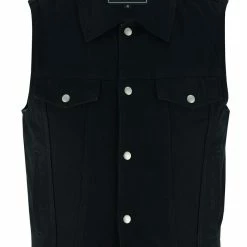 Vance VB917BK Mens Black Jean Style Denim Motorcycle Vest