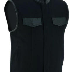 Vance VB914L Denim Black Club Vest With Leather Trims