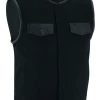 Vance VB919L Denim Black Collarless Club Vest With Leather Trims -Motorcycle Helmets Shop 69943 82755.1661286322