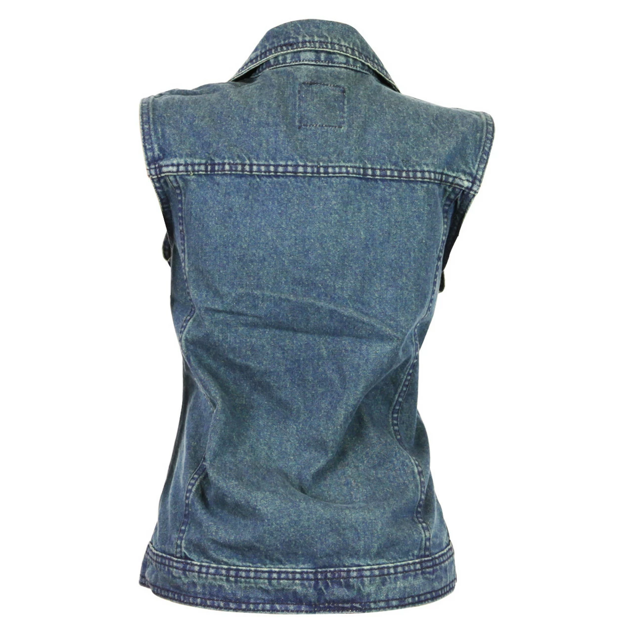 Vance VB1050BL Women's Blue Denim Motorcycle Vest With Studded Collar 4 Vance VB1050BL Women's Blue Denim Motorcycle Vest With Studded Collar - Image 2