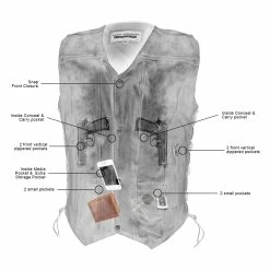 High Mileage HMM915VB Mens Vintage Brown Premium Cowhide Ten Pocket Leather Motorcycle Vest -Motorcycle Helmets Shop HMM915VB infographics 1 14204.1677239634