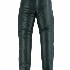 Mens Black Premium Cowhide Biker Motorcycle Leather Chap Pants / Overpants