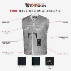 Vance VB919BK Men's Black Denim Collarless Motorcycle Vest -Motorcycle Helmets Shop Teammtrcycl25 07 2022infographic 64517.1677571351